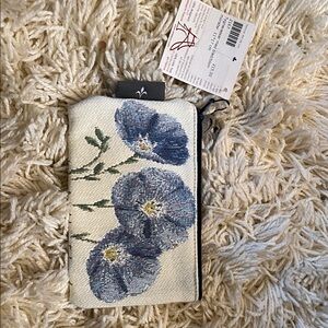ARTdeLYS Tygnecessar blad/blom monster 11*17 cmTapestry w Blue Flowers zip